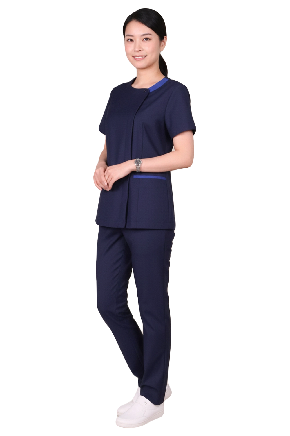 Ladies Scrub Blouse with Contrasting Trims