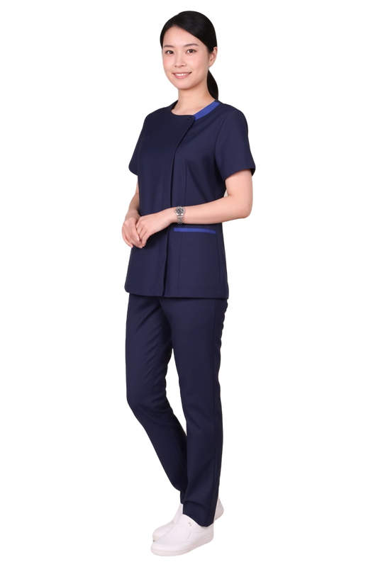 Ladies Scrub Blouse with Contrasting Trims