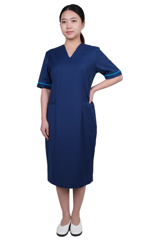 V Neck Navy Nurse Dress