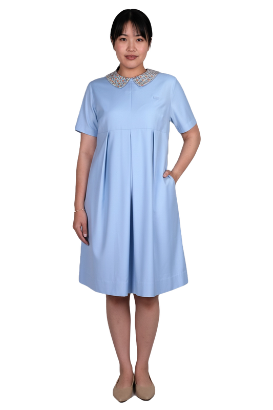 Nurse Maternity Pleated Dress with Side Pocket