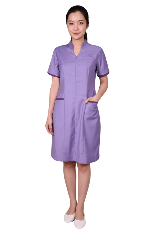 Purple Staff Nurse Dress with trims