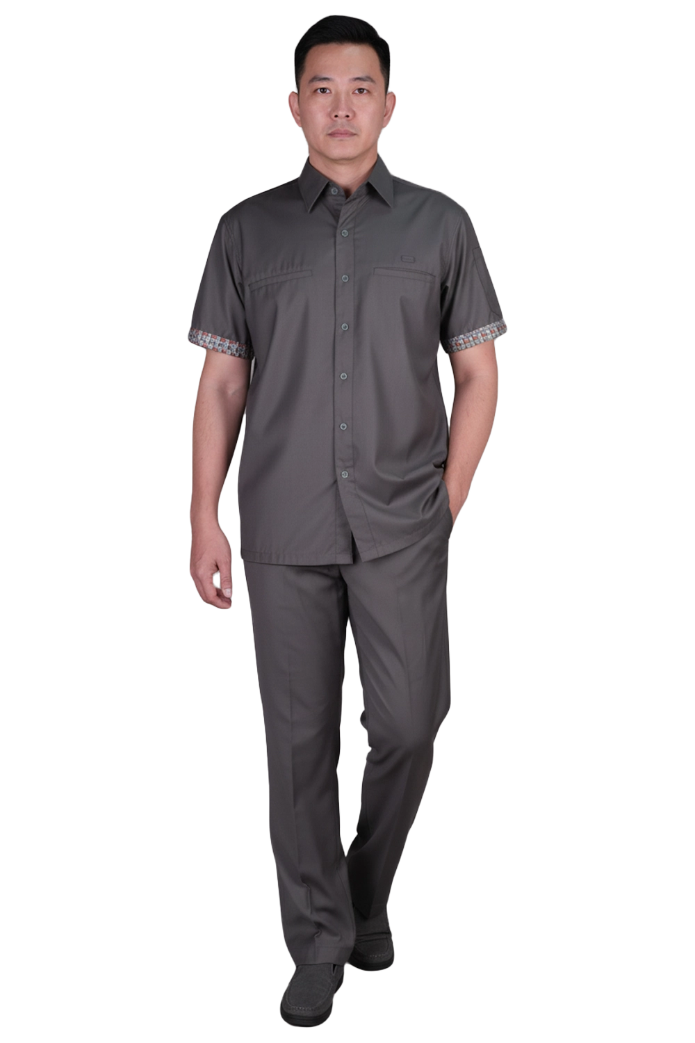 Dark Grey Shirt with Sleeve Trims