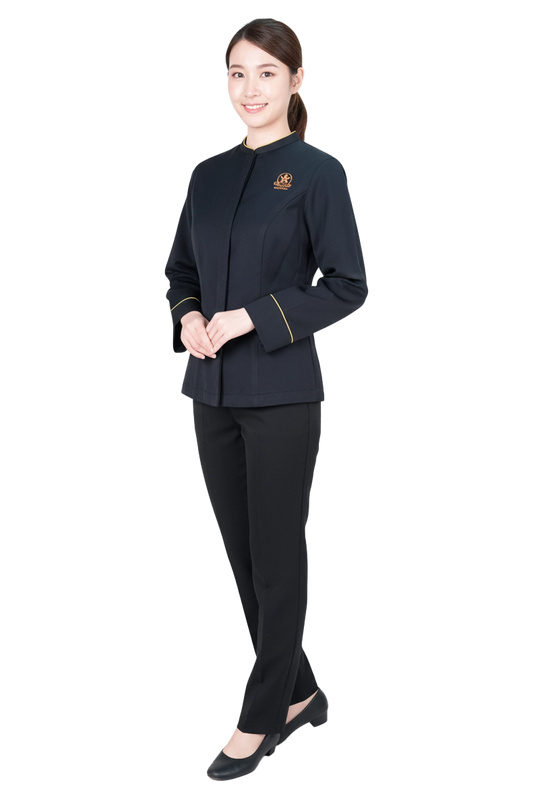 Mandarin Collar Blouse with Cuff Trims