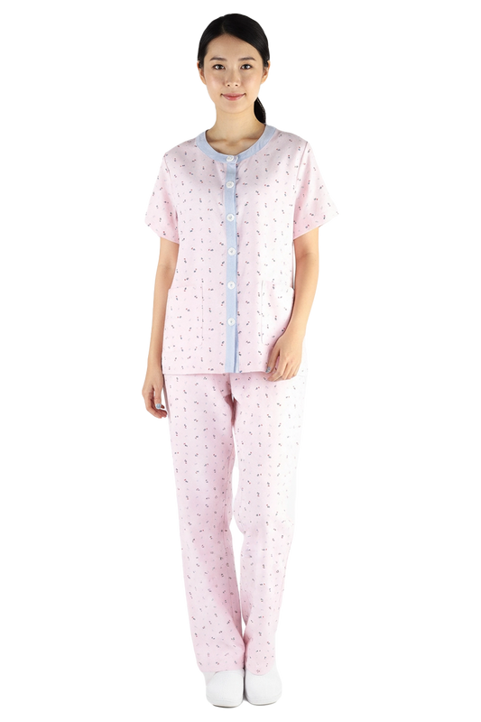 Pink Inpatient Pyjama Top with Blue Trims