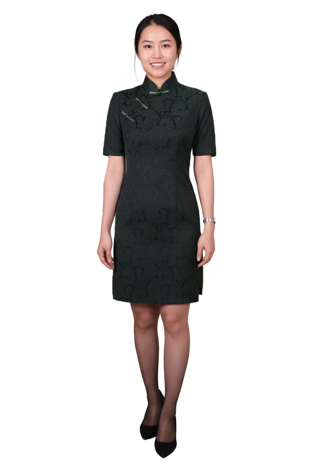 Jacquard Cheongsam Dress Front