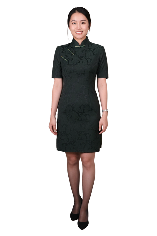Jacquard Cheongsam Dress Front
