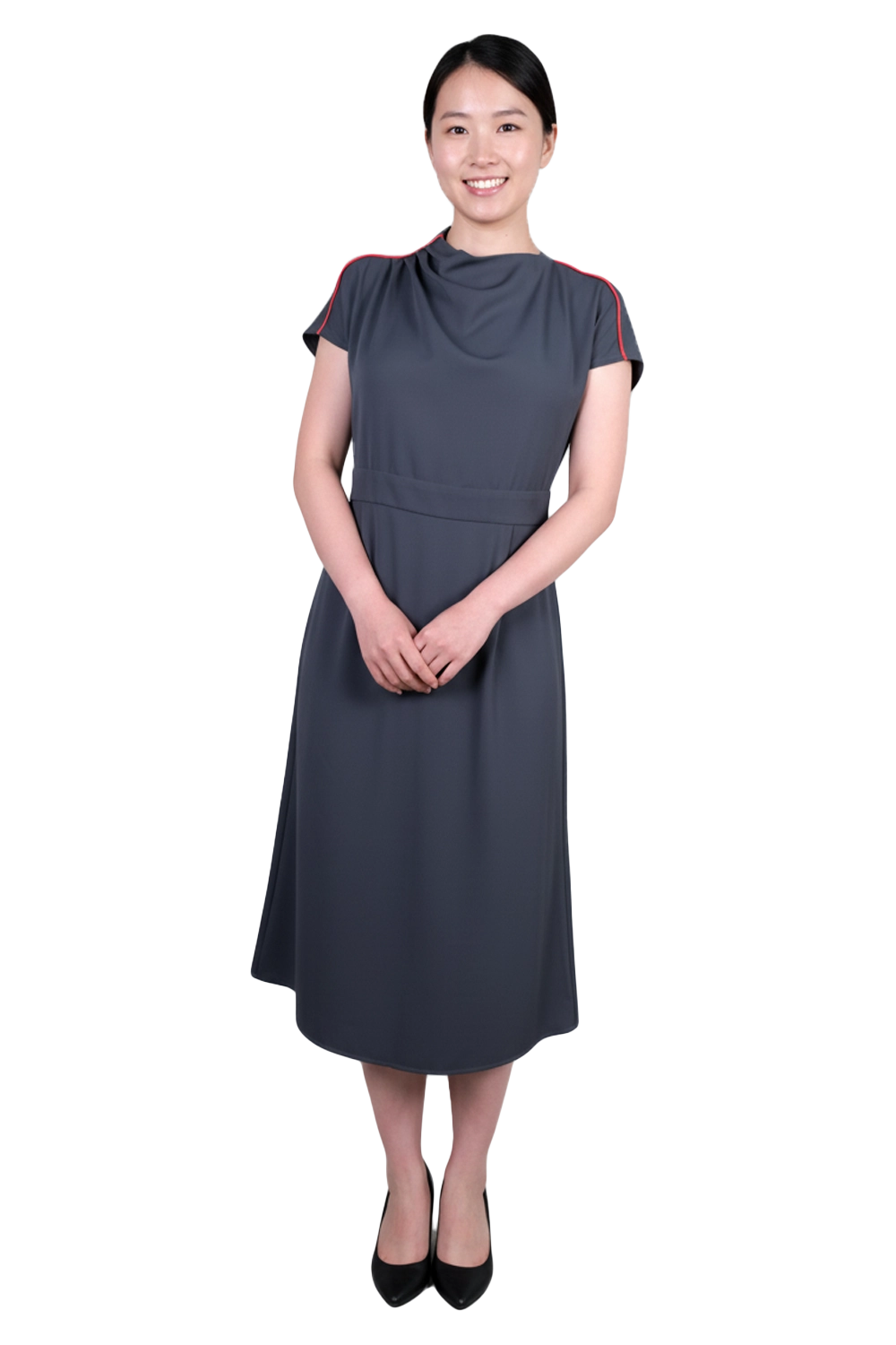 One-Sided Pleated Shoulder Dress