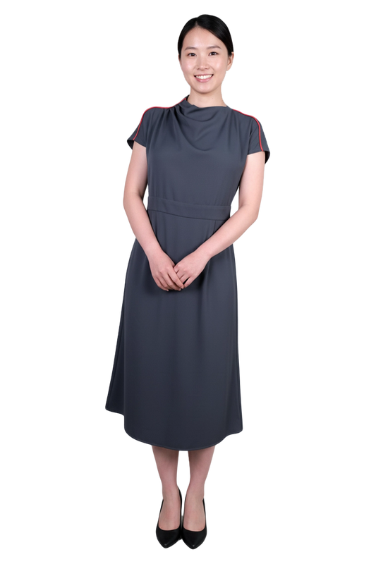 One-Sided Pleated Shoulder Dress