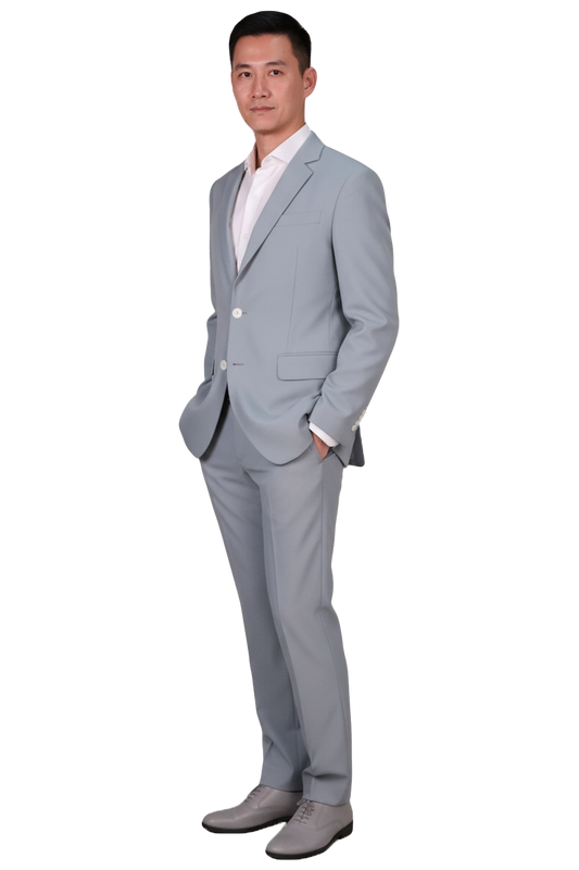 Men's Classic Light Grey Two-Pieces Suit
