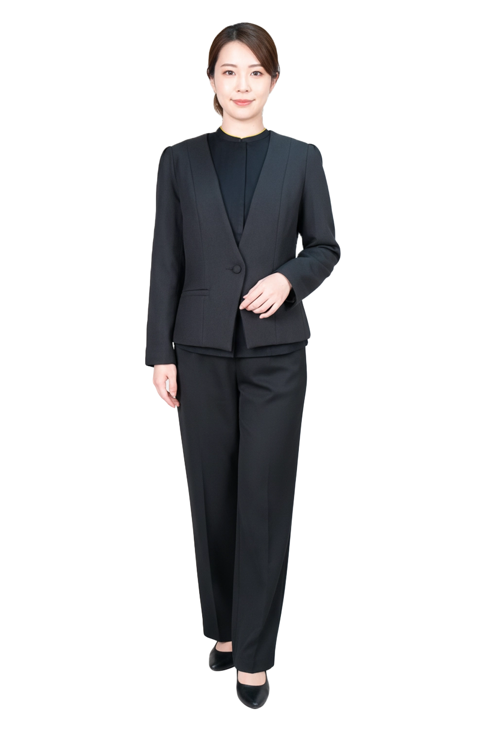 Collarless Suit Jacket