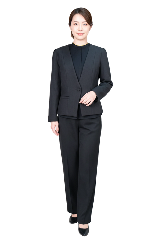 Collarless Suit Jacket