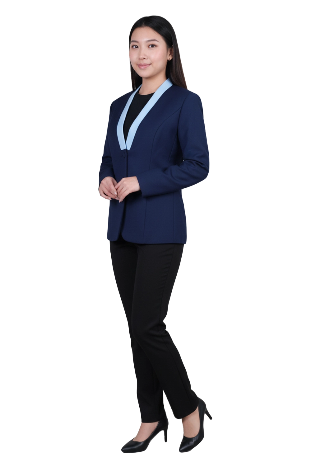 Navy Blazer with Contrasting Lapel