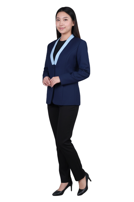 Navy Blazer with Contrasting Lapel