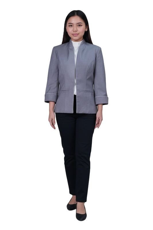 Ladies's Tailored Grey Blazer with Piped Cuff