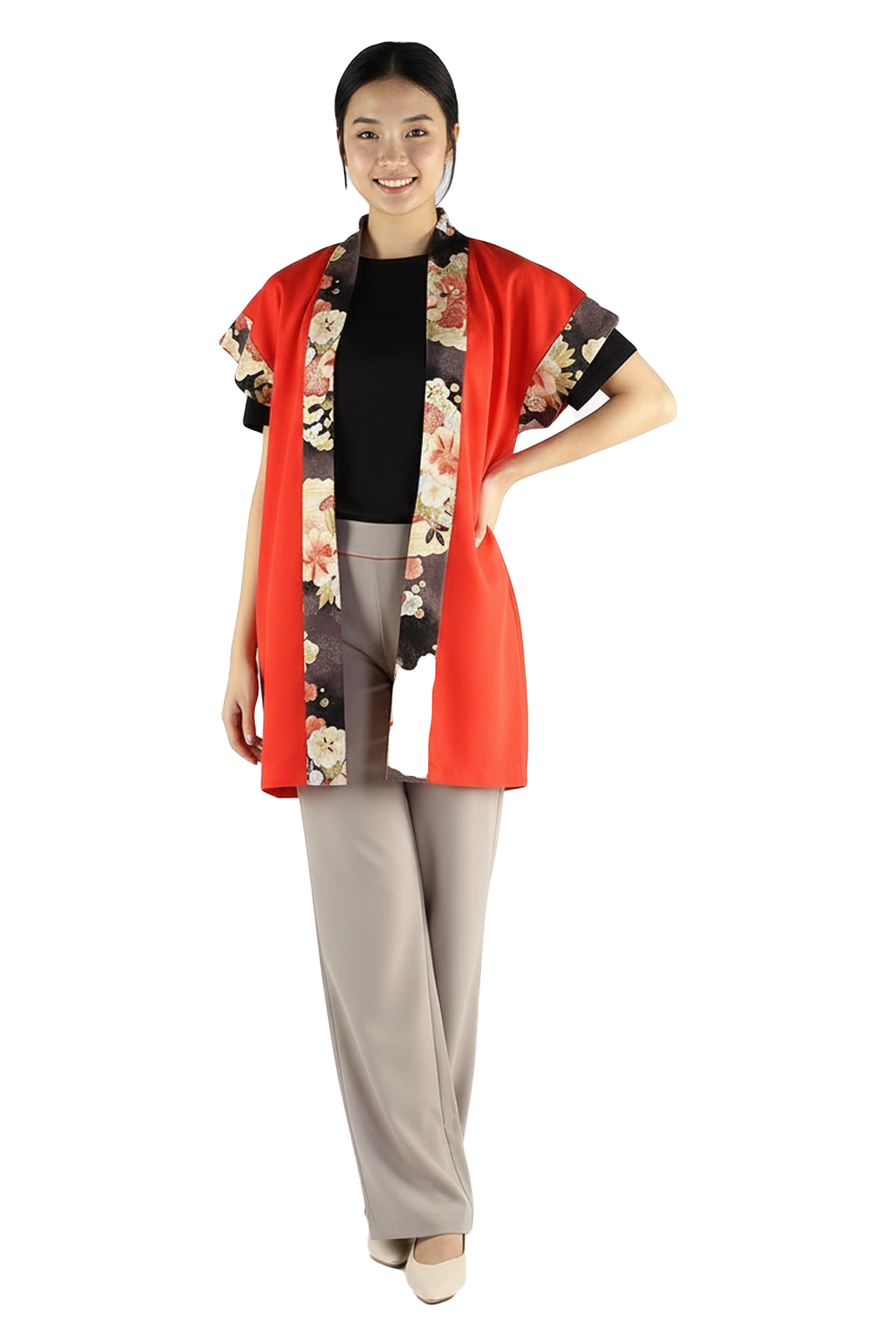 Happi Coat with Floral Trims