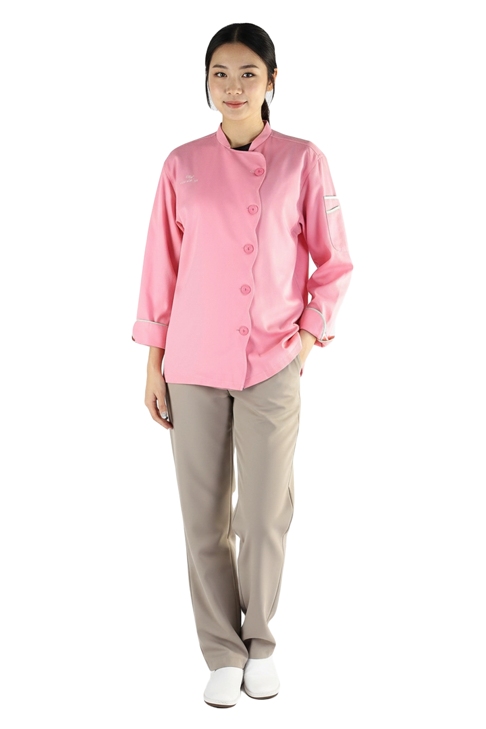 Pink Chef Jacket with Scalloped Front