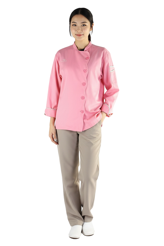 Pink Chef Jacket with Scalloped Front