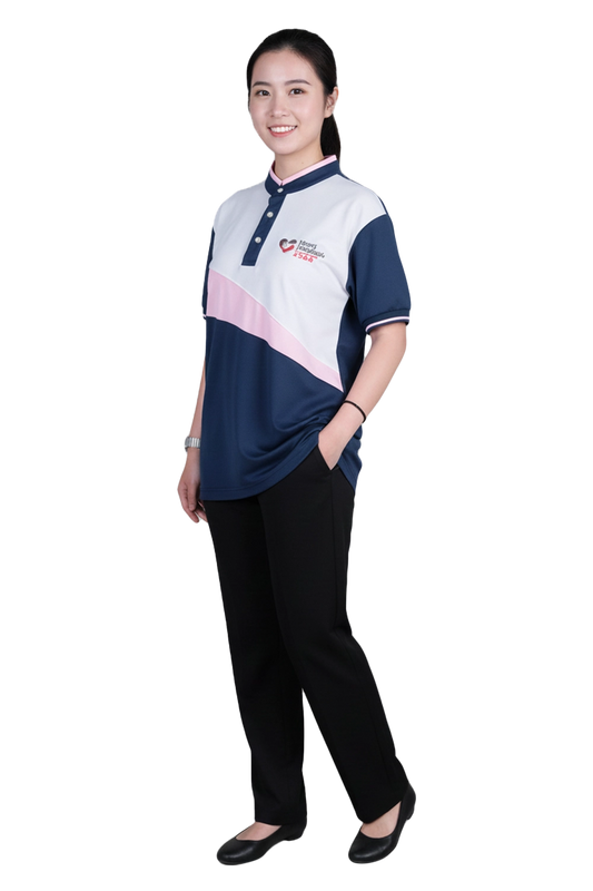 Mandarin Collar Polo Shirt with Panels