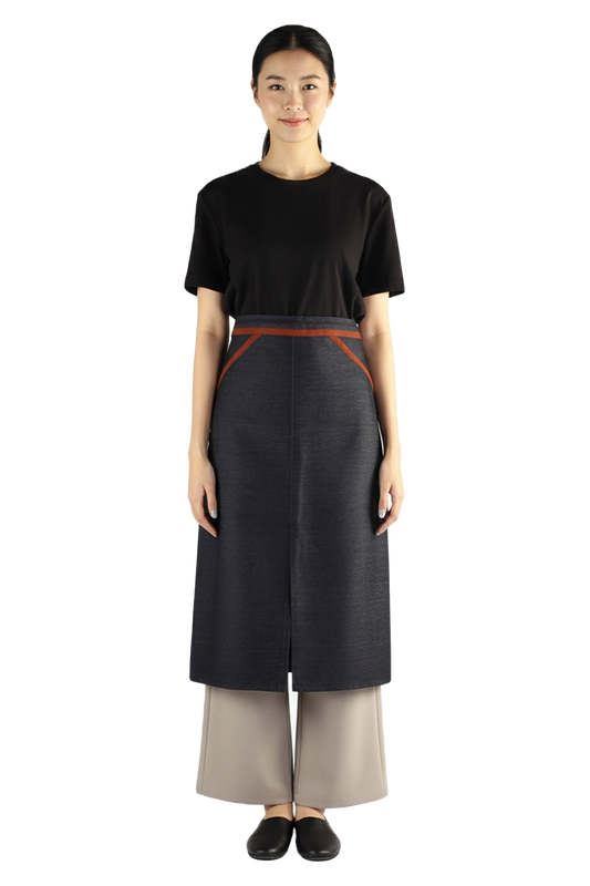 Denim Half Body Apron with Trims