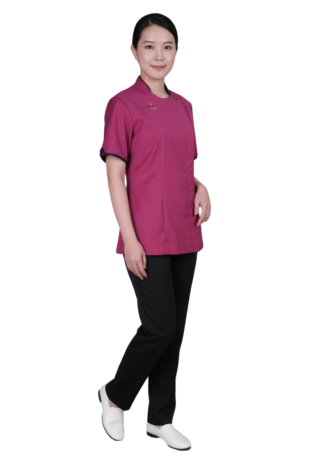 Asymmetrical Button Medical Blouse