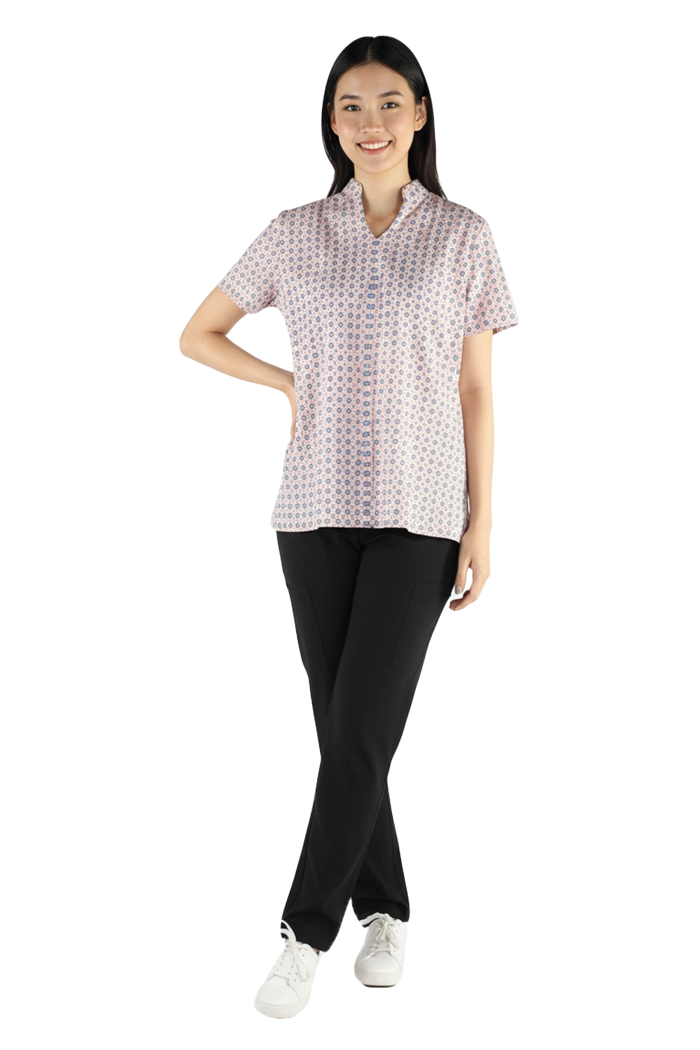 Pink Floral Inpatient Adaptive Pyjama Top