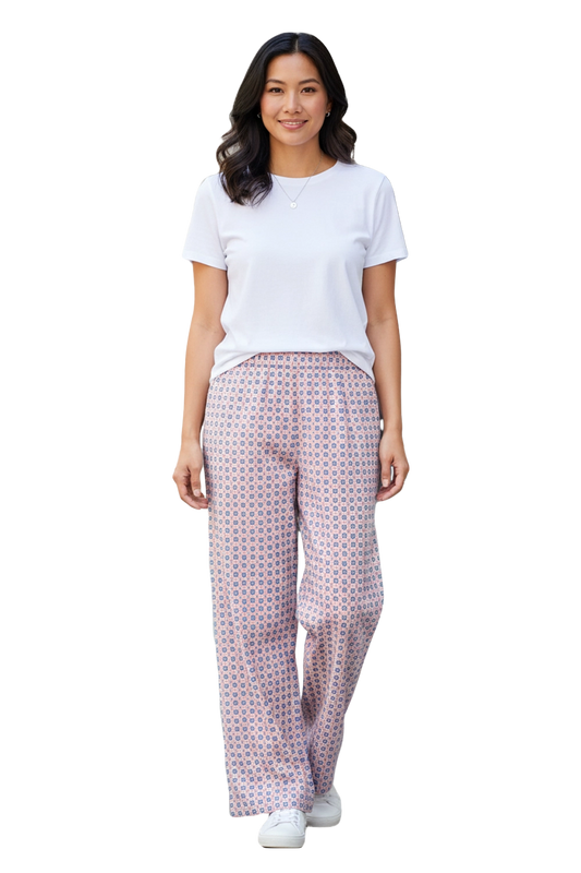 Pink and Blue Floral Inpatient Pants - Uniforms for Healthcare