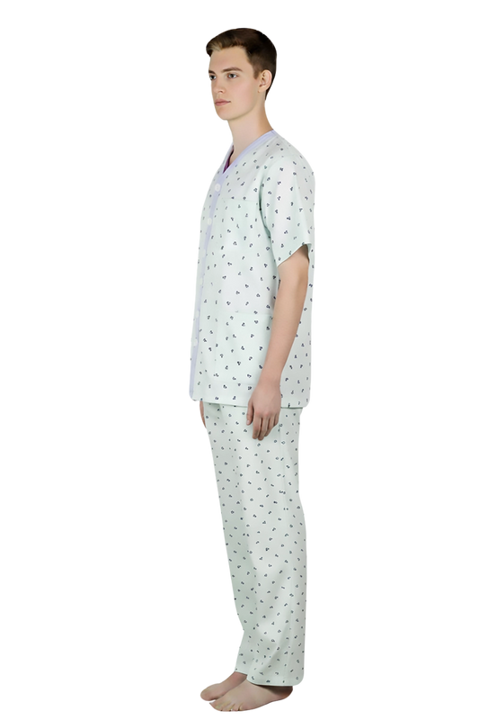 Green Inpatient Pyjama Top with Blue Trims