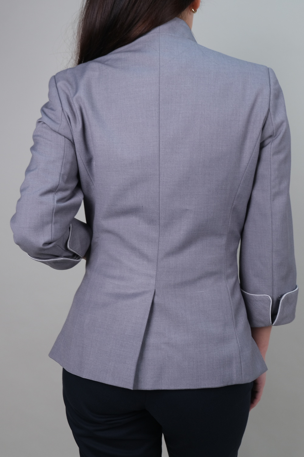 Ladies's Tailored Grey Blazer with Piped Cuff