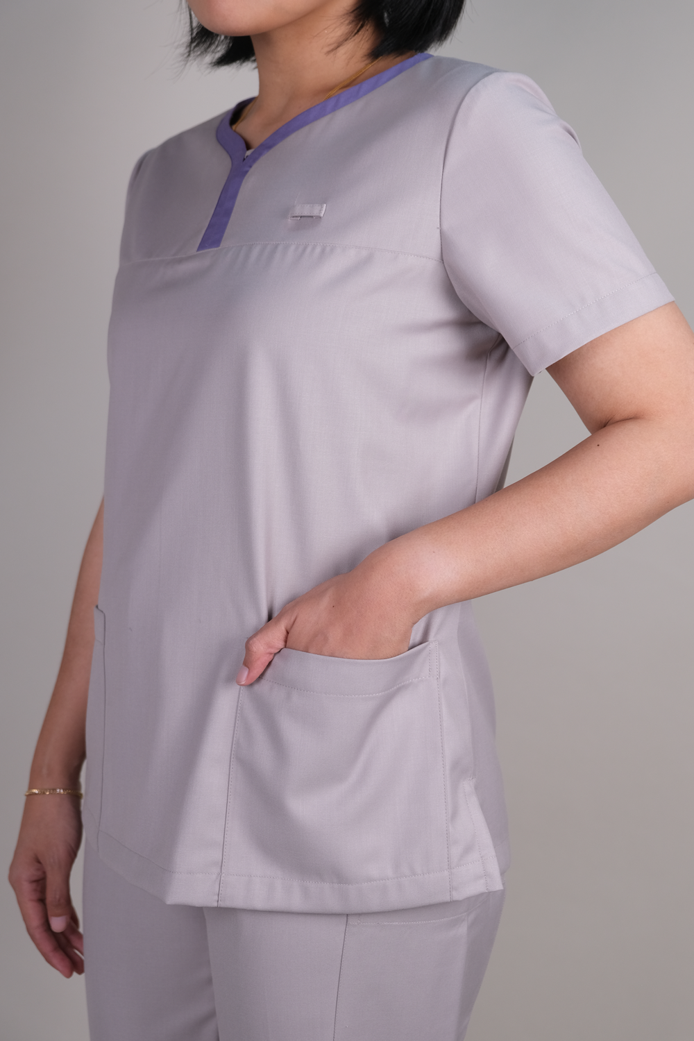 Split V-Neck Contrast Scrub