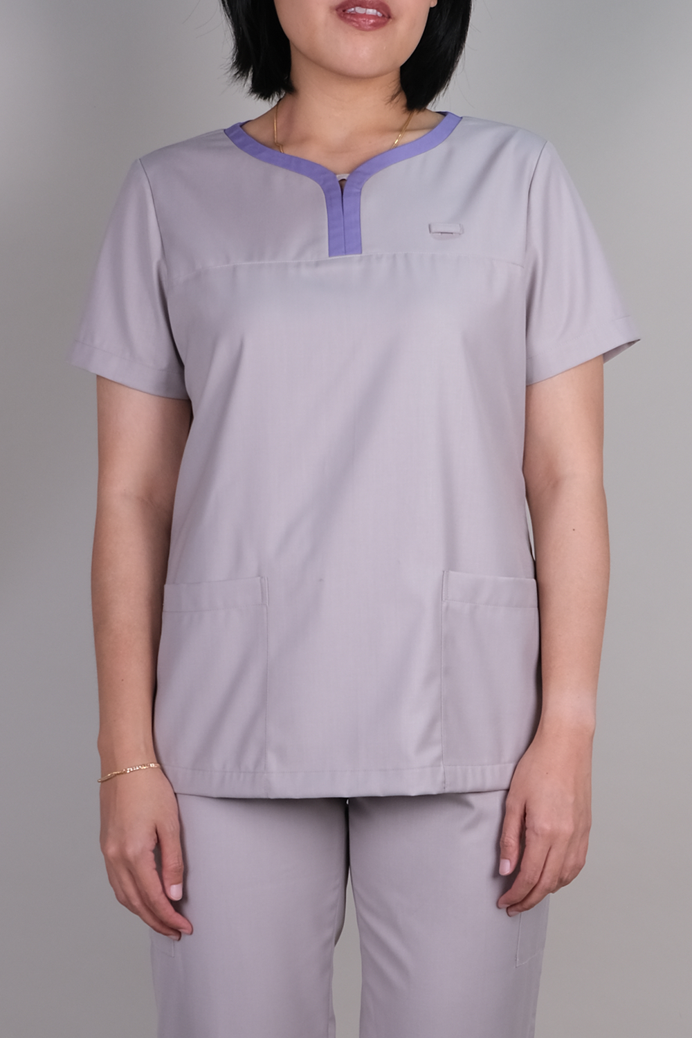 Split V-Neck Contrast Scrub