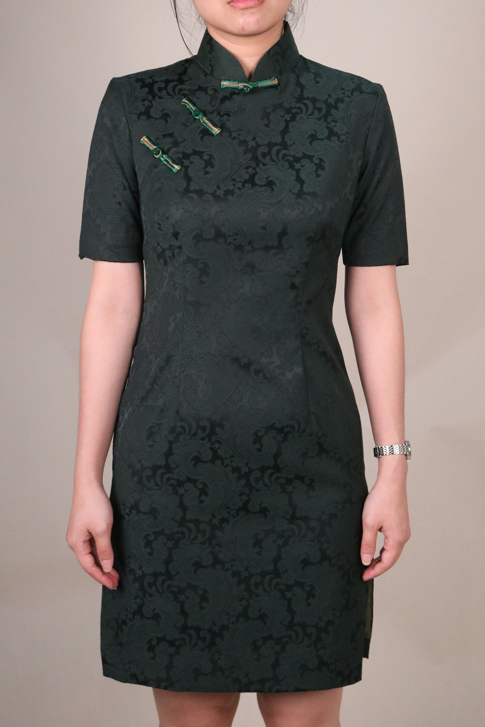 Jacquard Cheongsam Dress Front