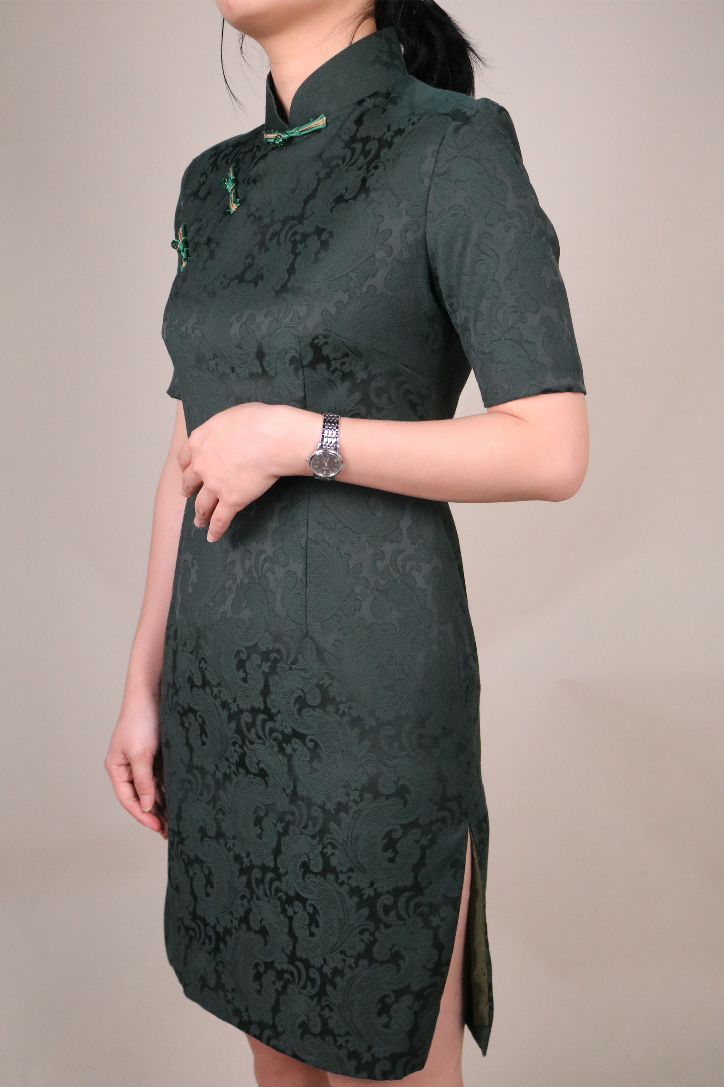 Jacquard Cheongsam Dress Front