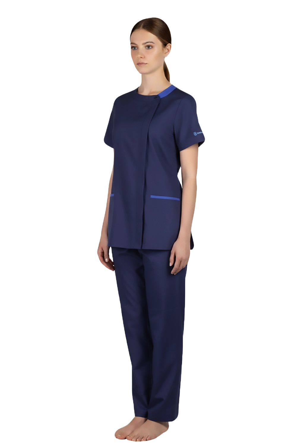 Ladies Scrub Blouse with Contrasting Trims