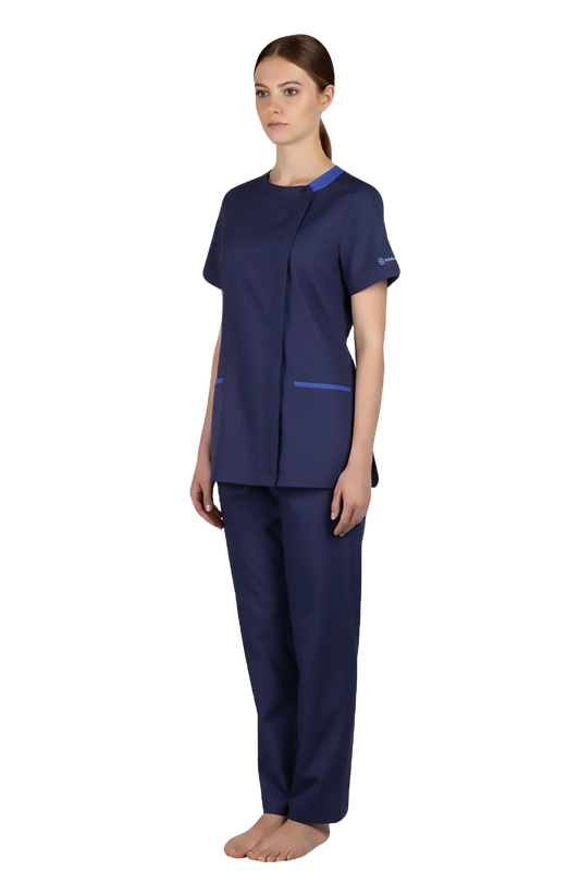 Ladies Scrub Blouse with Contrasting Trims