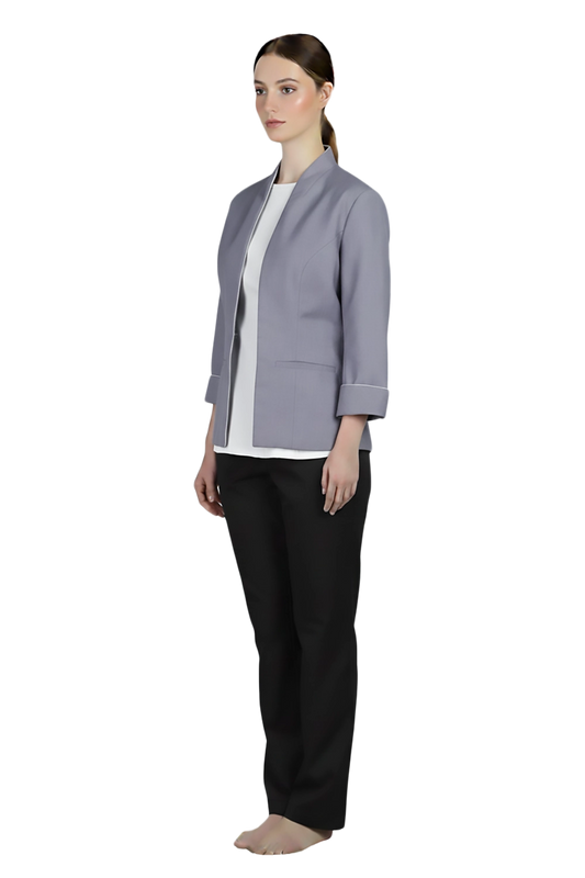 Ladies's Tailored Grey Blazer with Piped Cuff