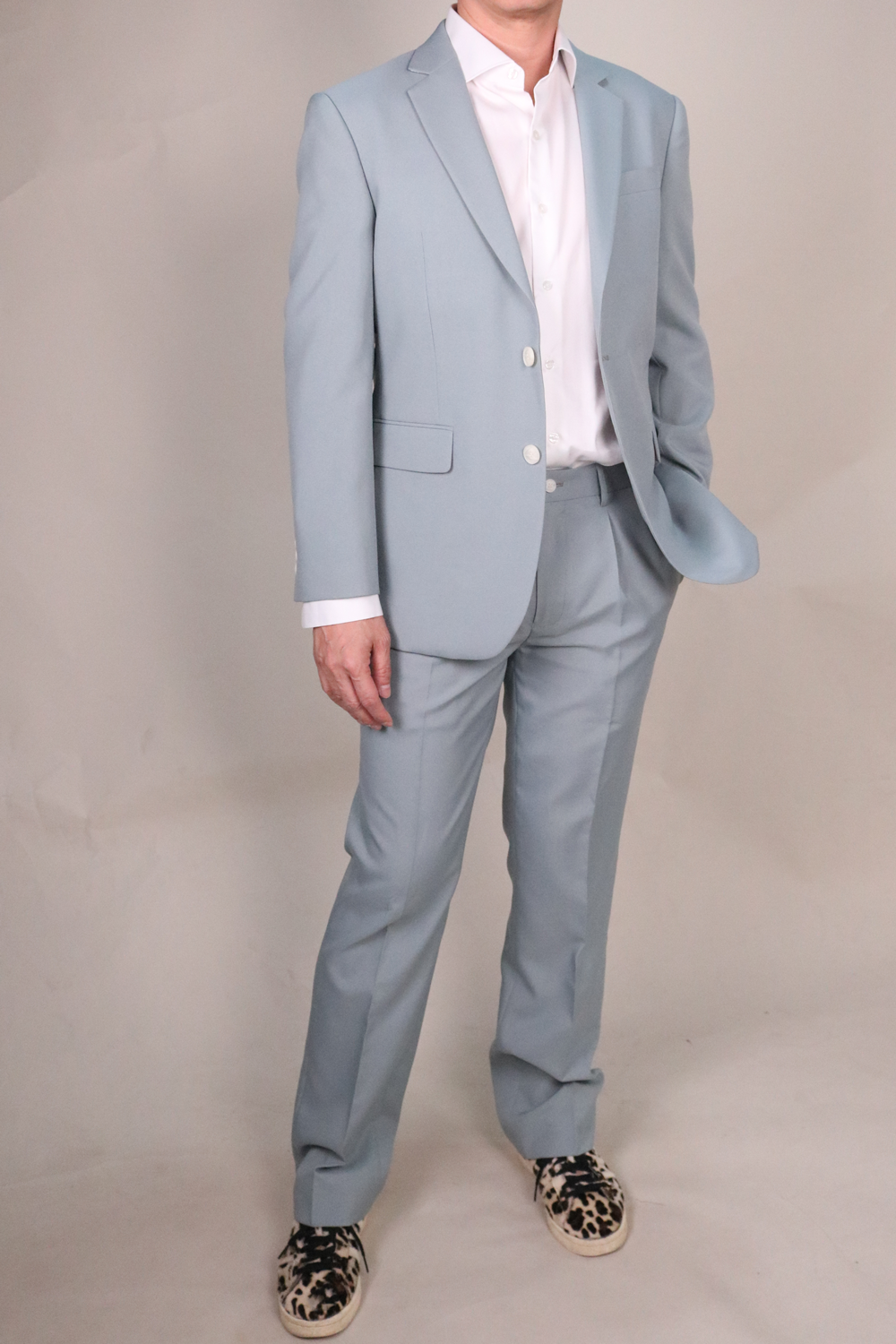 Men's Classic Light Grey Two-Pieces Suit