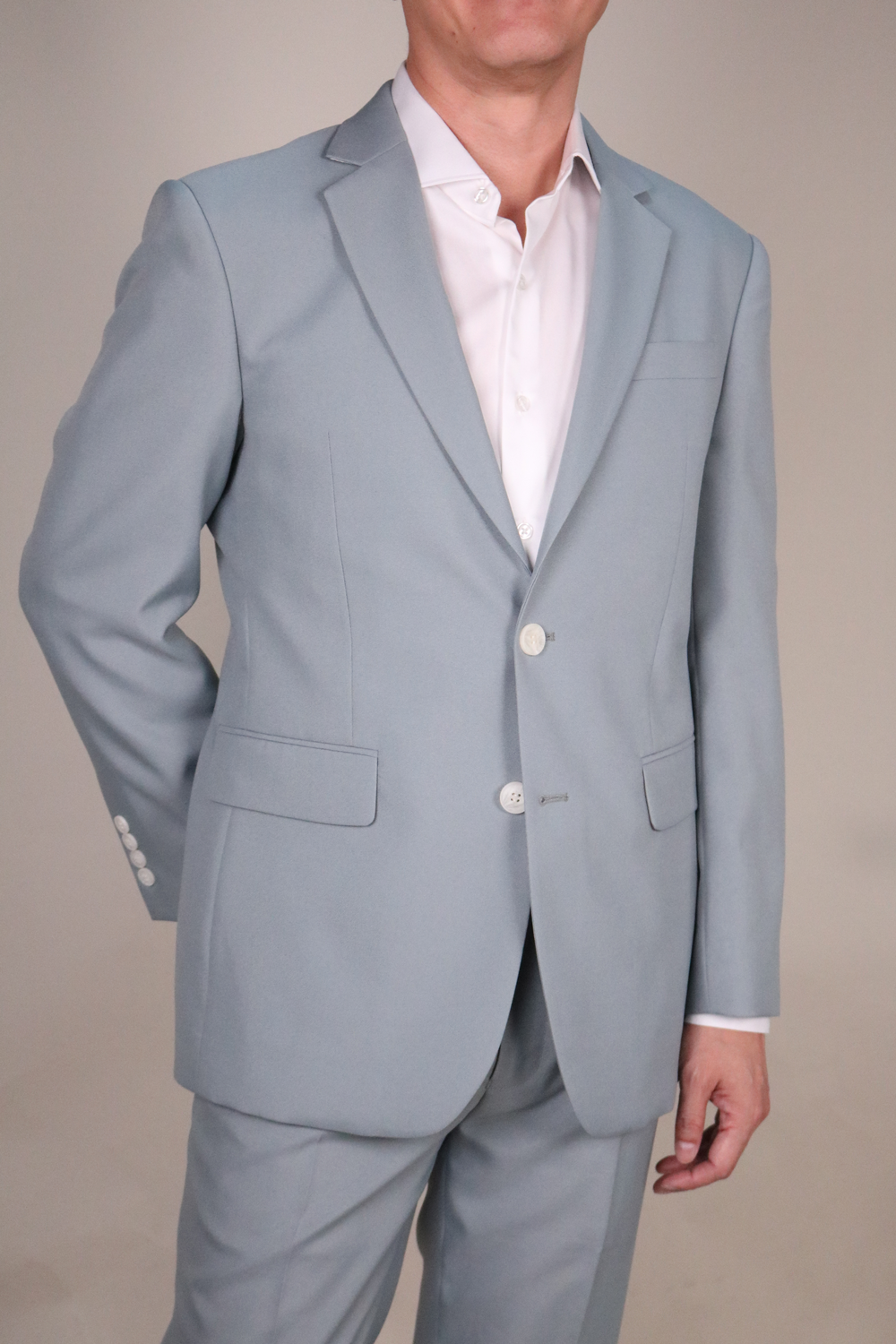 Men's Classic Light Grey Two-Pieces Suit