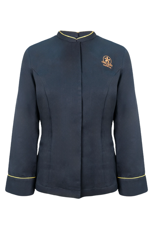 Mandarin Collar Blouse with Cuff Trims