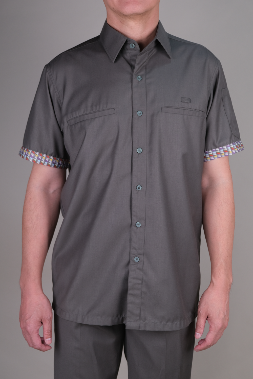 Dark Grey Shirt with Sleeve Trims