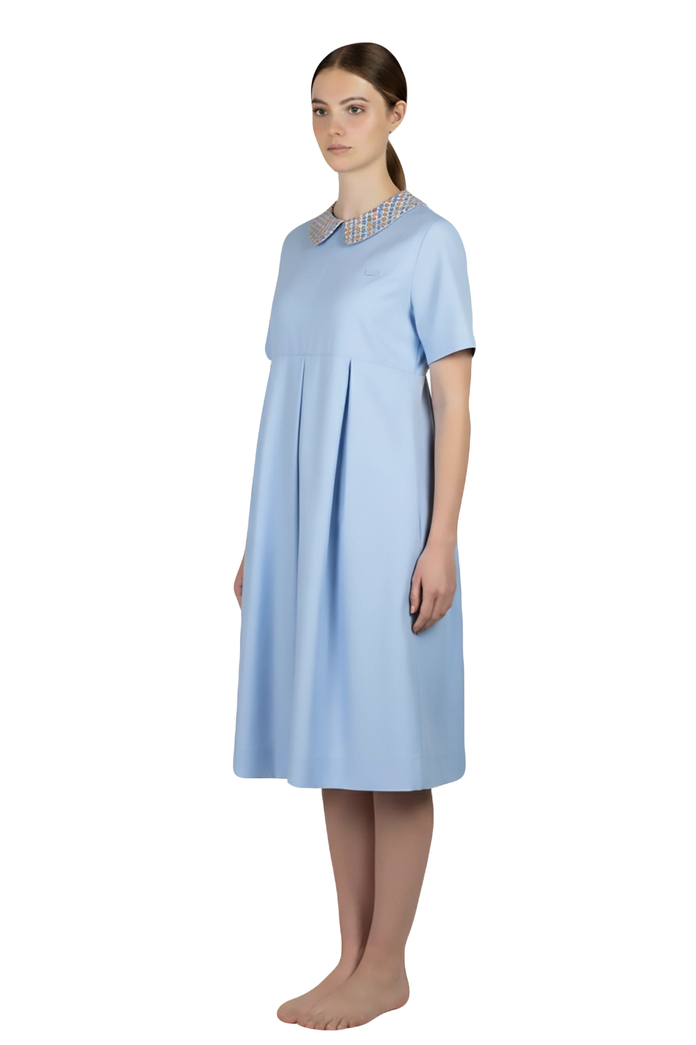 Nurse Maternity Pleated Dress with Side Pocket