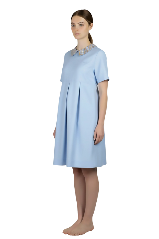 Nurse Maternity Pleated Dress with Side Pocket