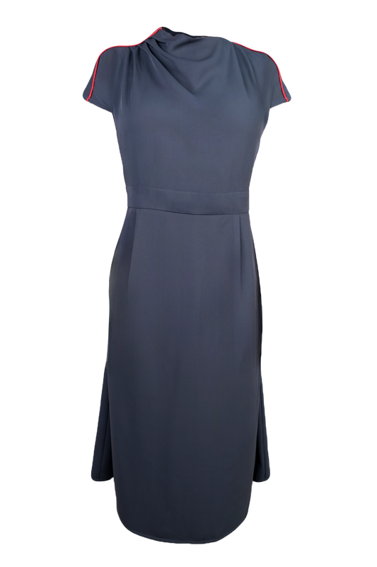 One-Sided Pleated Shoulder Dress