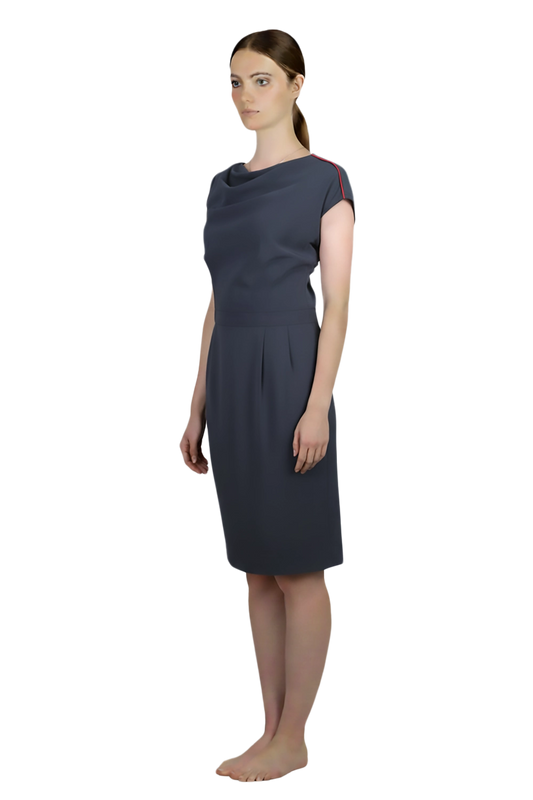 One-Sided Pleated Shoulder Dress