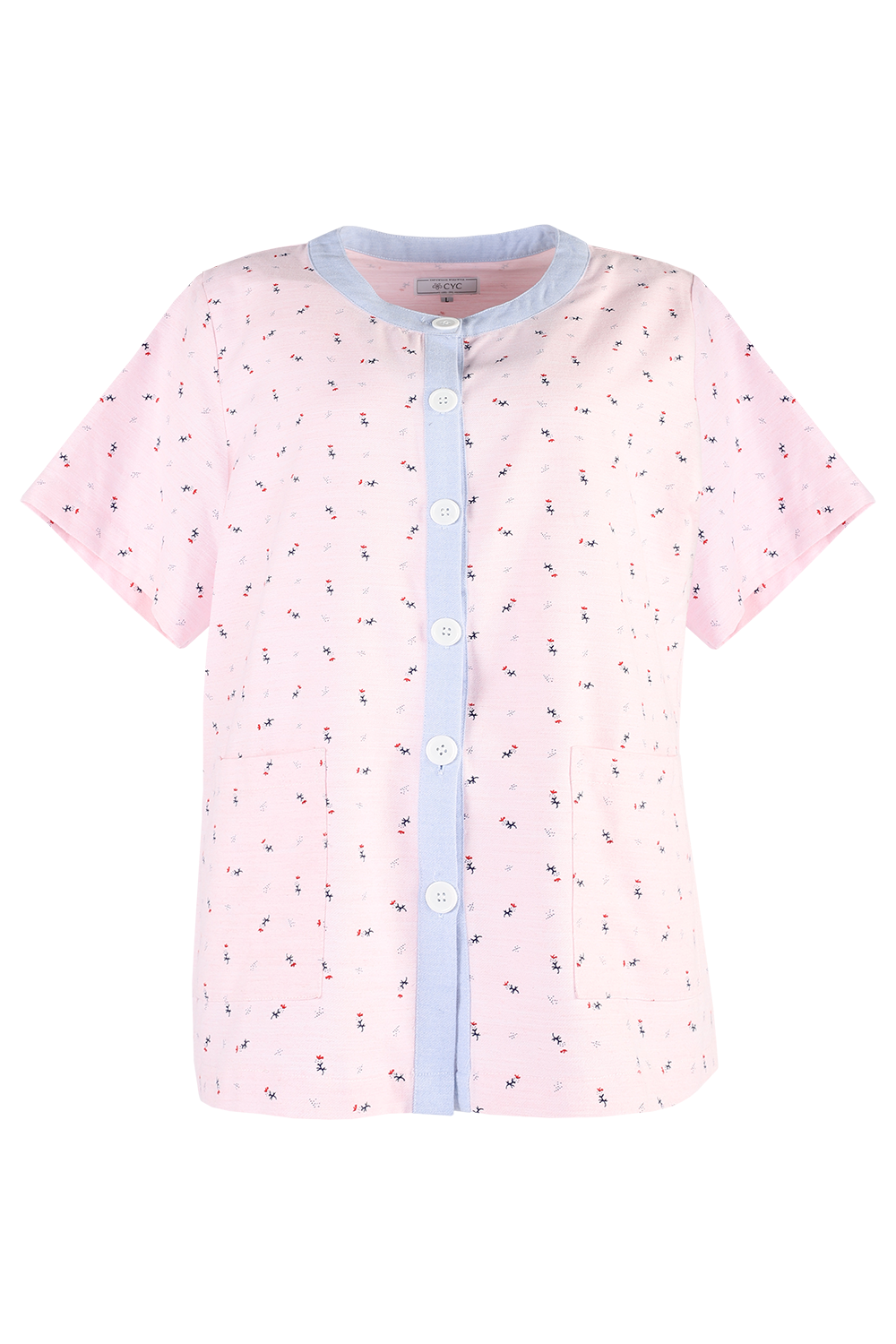 Pink Inpatient Pyjama Top with Blue Trims