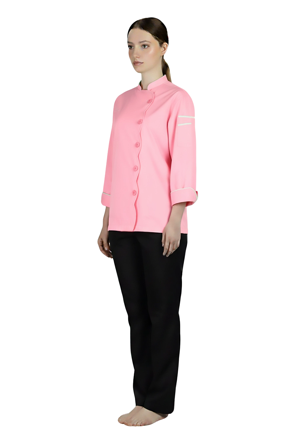 Pink Chef Jacket with Scalloped Front
