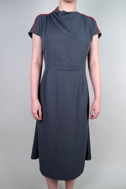 One-Sided Pleated Shoulder Dress