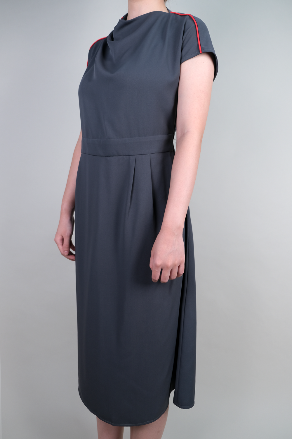 One-Sided Pleated Shoulder Dress