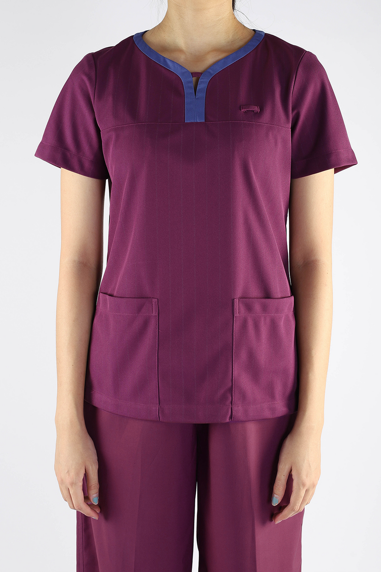 Split V-Neck Contrast Scrub