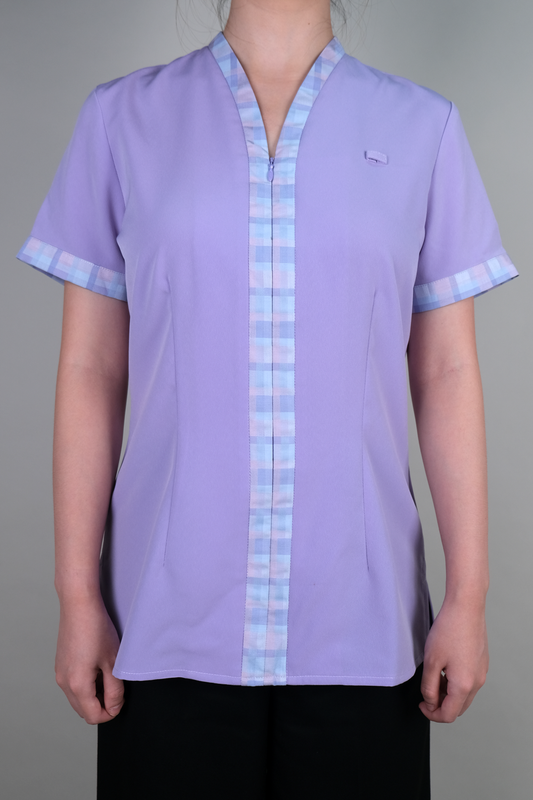 Purple Nurse Blouse with Thick Trims