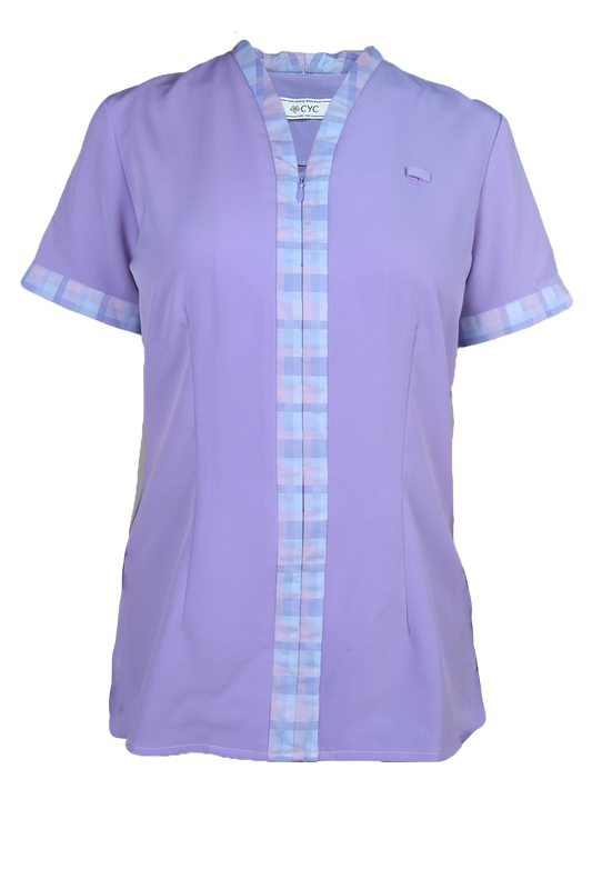 Purple Nurse Blouse with Thick Trims